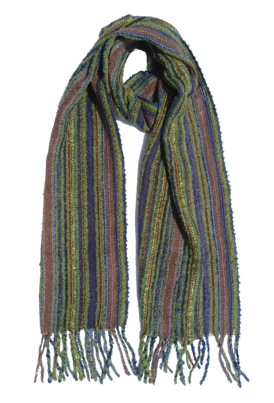 YARAWI 100% Baby Alpaca Scarf For Women. Exclusive Purple And Pink Tones Design. Handmade Fashion Accessory, Green, Brown & Blue, Large
