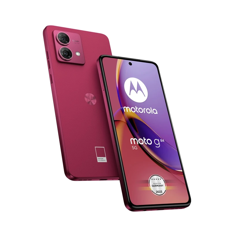 Motorola Moto g84 5G (6.5 Inch FHD+ Display, 50 MP Dual Camera, 12/256 GB, 5000 mAh, Android 13) Viva Magenta with Protective Cover + Car Adapter [Exclusive to Amazon]