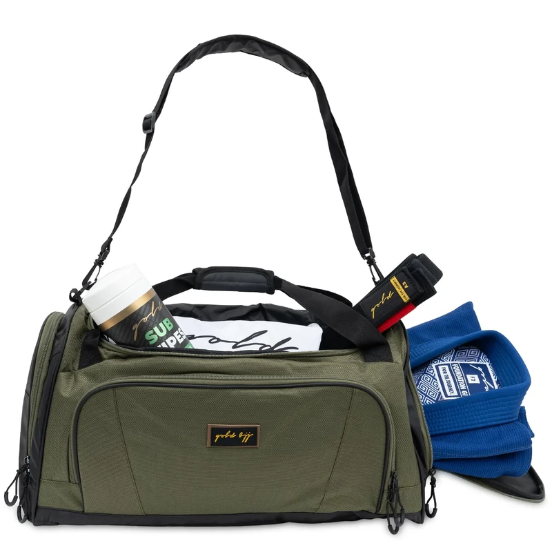 Gold BJJ, Jiu Jitsu Bag, Waterproof Pocket for Sweaty Uniforms, Rashguard or Shoes, Perfect Bag for Martial Arts, Boxing, MMA and More, Olive, 44L Duffle, Ju Jitsu