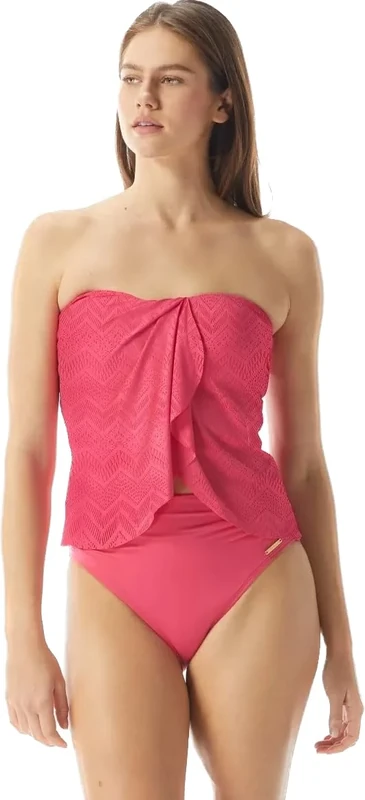 Vince Camuto Crochet Draped Tankini Top Dragonfruit Small