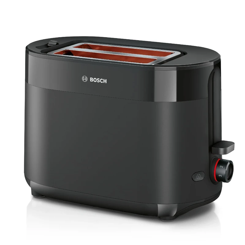 Bosch Hausgeräte-Store MyMoment TAT2M123 Compact Toaster 950 W, Built-in Bakery Grill, Defrost Function, Bread Centering, Automatic Shut-Off Matte Black