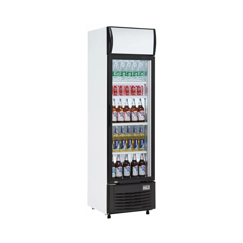 Commercial Bottle Cooler Upright 232 litres Static Cooling Hinged Glass Door Black/White | Stalwart DA-LG232B