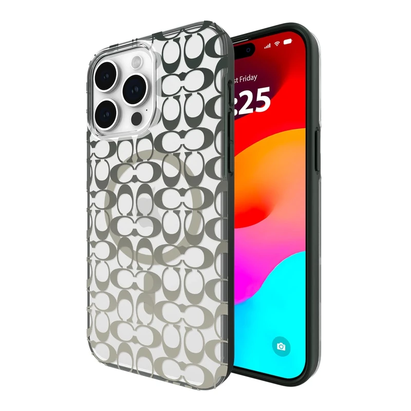 Coach iPhone 15 Pro Max Case - Compatible with MagSafe - Signature Ombre Deep Forest