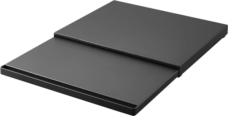 Yamazaki 2106 TOWER Sliding Countertop Tray, black, Steel/Polypropylene/Silicone, Minimalist, 45 x 39～64.5 x 4 cm
