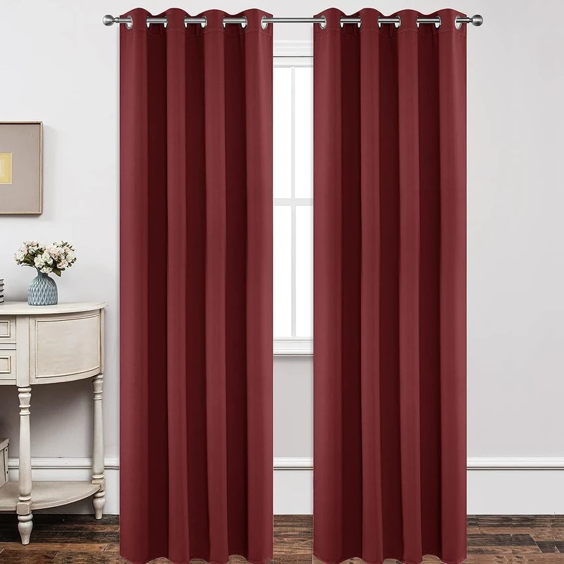 Joydeco Blackout Curtains 120 inches Long 2 Panels Set, Thermal Insulated Long Curtains 2 Burg, Room Darkening Grommet Curtains for Bedroom Living Room Windows(W52 x L120 Inch, Burgundy Red)