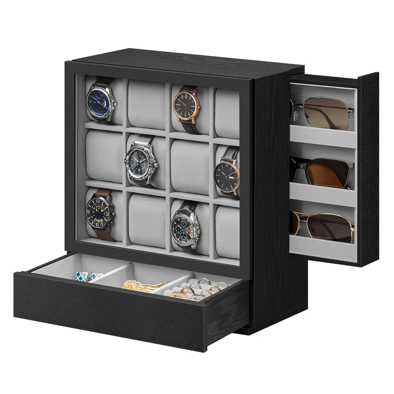 SONGMICS Watch Display Box, Black UJOW014B01