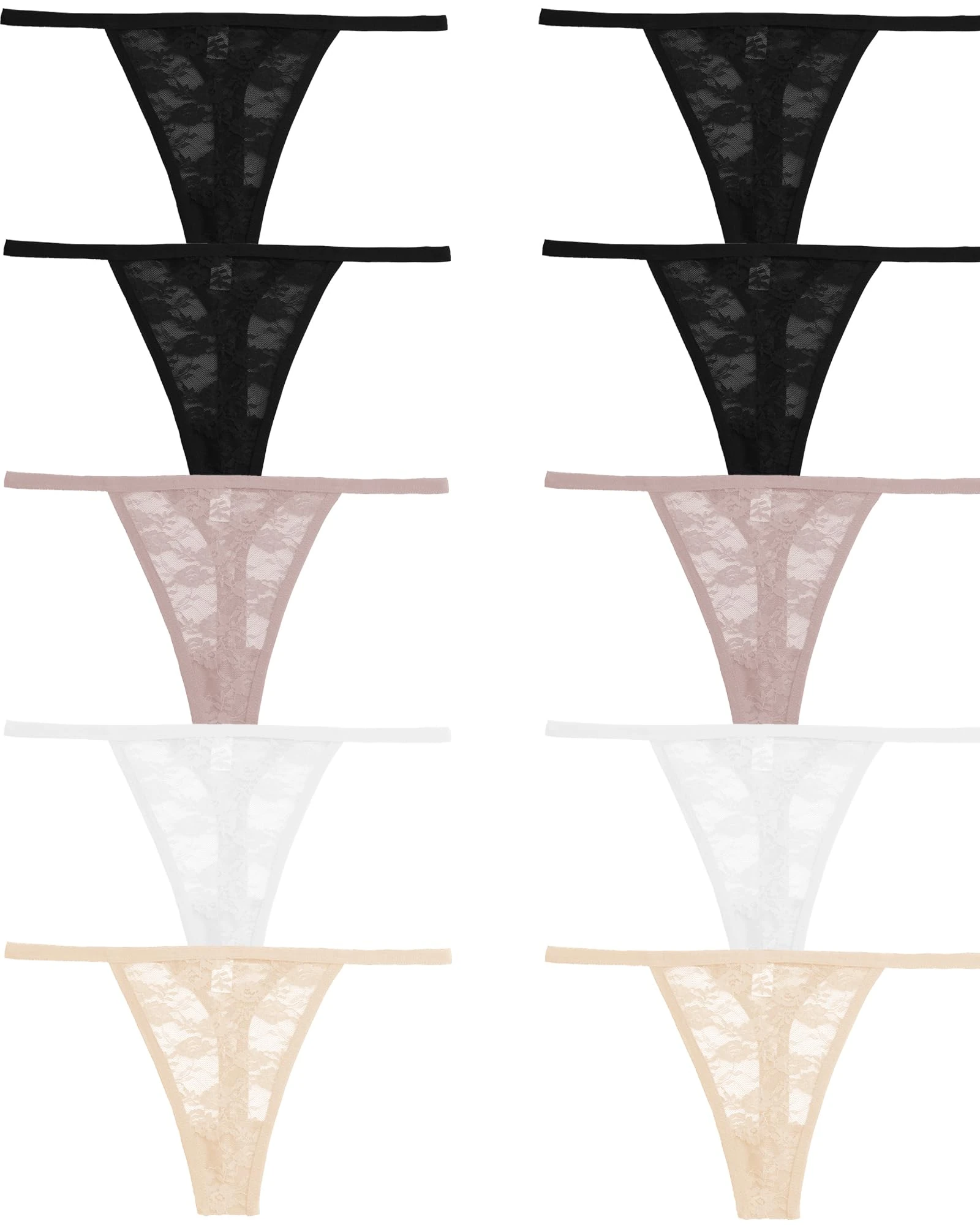 FINETOO 10er Pack Lace Thongs forWomen Tangas Set Sexy Underwear Ladies Women's Lingerie Sexy String Multipack S-XL