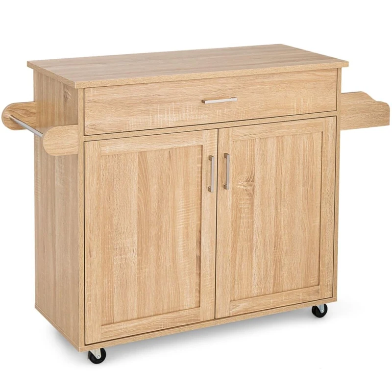 GiantexUK Kitchen Island Cart (Natural, 116 x 40 x 85 cm)
