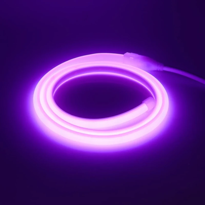 GQL Flexible COB Neon Light Strip, 220V LED Strip 288 LEDs/m, Cut to 50cm, IP65 Waterproof Modified Silica Gel Rope Light with UK Plug Power Supply (19m, Purple)