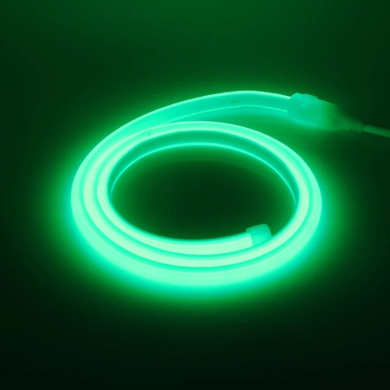 GQL Flexible COB Neon Light Strip, 220V LED Strip 288 LEDs/m, Cut to 50cm, IP65 Waterproof Modified Silica Gel Rope Light with UK Plug Power Supply (19m, Green)
