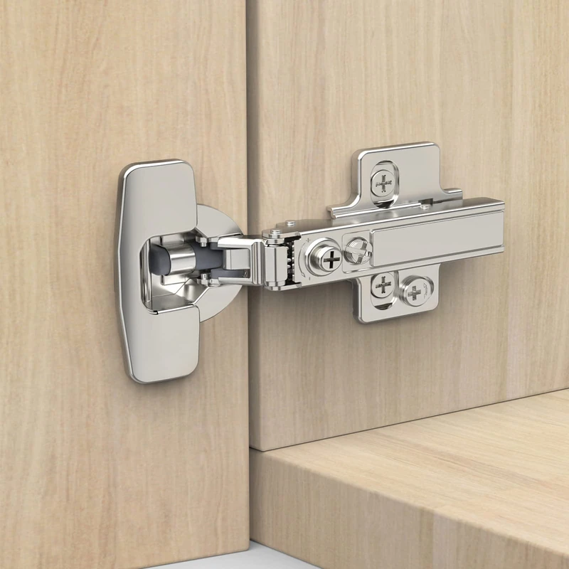 Chibery 50 Pack Frameless Full Overlay Concealed European Hinges, Self Closing Satin Nickel, Soft Close 105 ° Open Angle 4D Adjustment, Speed Control, Clip On, Stainless Steel for Cabinet Door