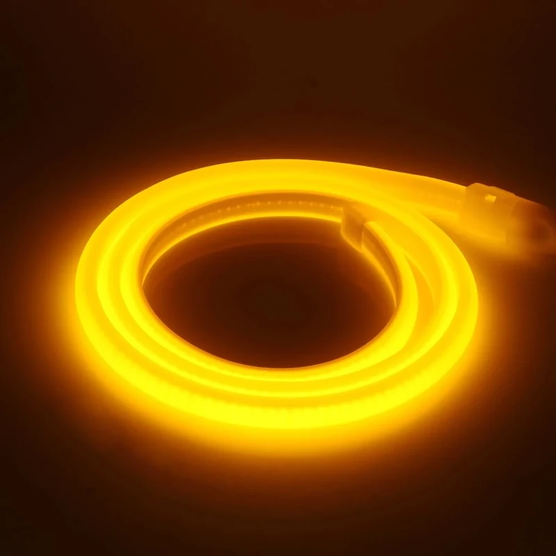 GQL Flexible COB Neon Light Strip, 220V LED Strip 288 LEDs/m, Cut to 50cm, IP65 Waterproof Modified Silica Gel Rope Light with UK Plug Power Supply (19m, Yellow)