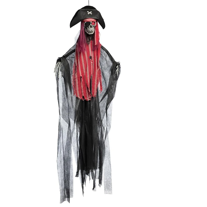 Boland 73094 Hanging Pirate with Movement, Sound and Light, 160 cm, Party Decoration, Horror Decoration for Theme Party and Halloween - Image 1