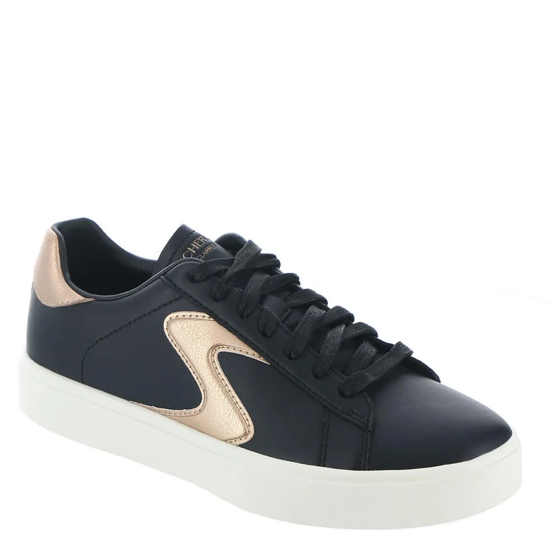 Skechers Women's Eden Lx Beaming Glory Sneaker, Black Duraleather/Rose Gold Trim, 6.5 UK