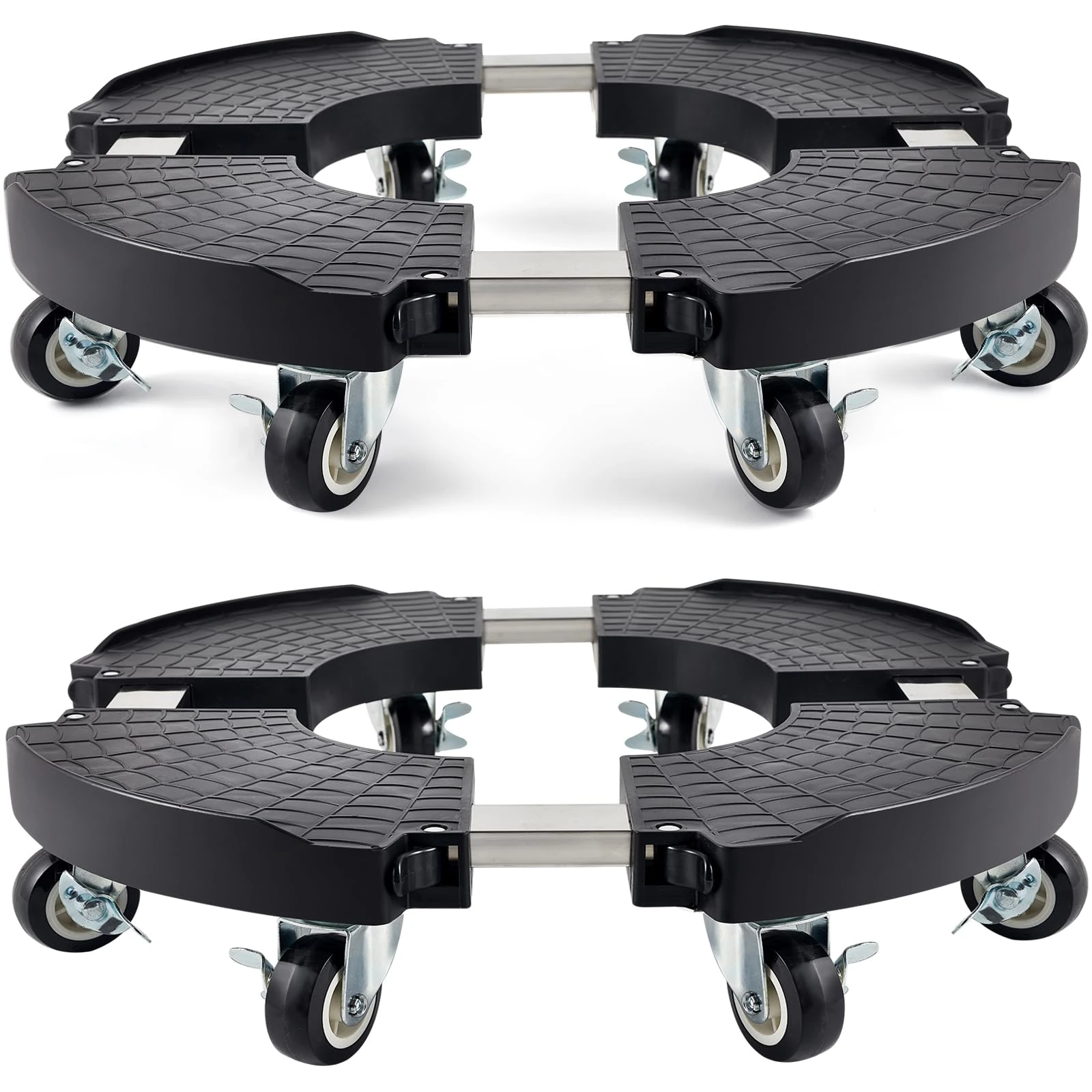 TreeGun 2 Pack Plant Caddy with Wheels Heavy Duty, Plant Trolley with 8 Lockable Casters, Plant Stand with Wheels Heavy Duty Adjustable 15"-21", 330lbs Capacity for Large Plant/Flower Pot