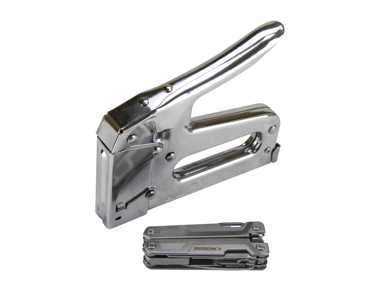 Arrow AT50 Heavy Duty Staple Gun with Free Multi Tool – Durable Steel Construction, Smooth Jam‑Resistant Action, Ergonomic Grip – Ideal for Upholstery, Carpentry & DIY - Image 1