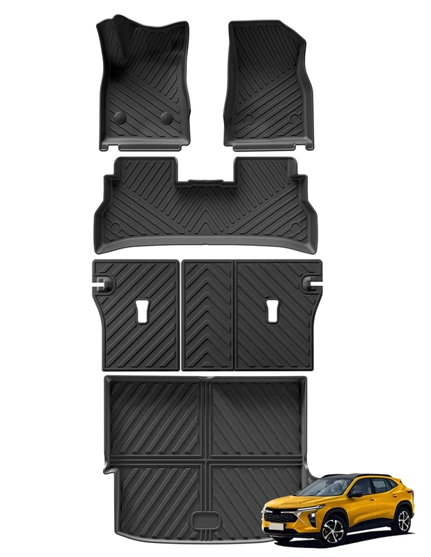 SMABEE Floor Mats & Backrest Mats & Cargo Liner Compatible with 2024 Chevrolet/Chevy Trax TPE All Weather 2 Row Floor Liners Trunk Mat Full Set Interior Accessories Black