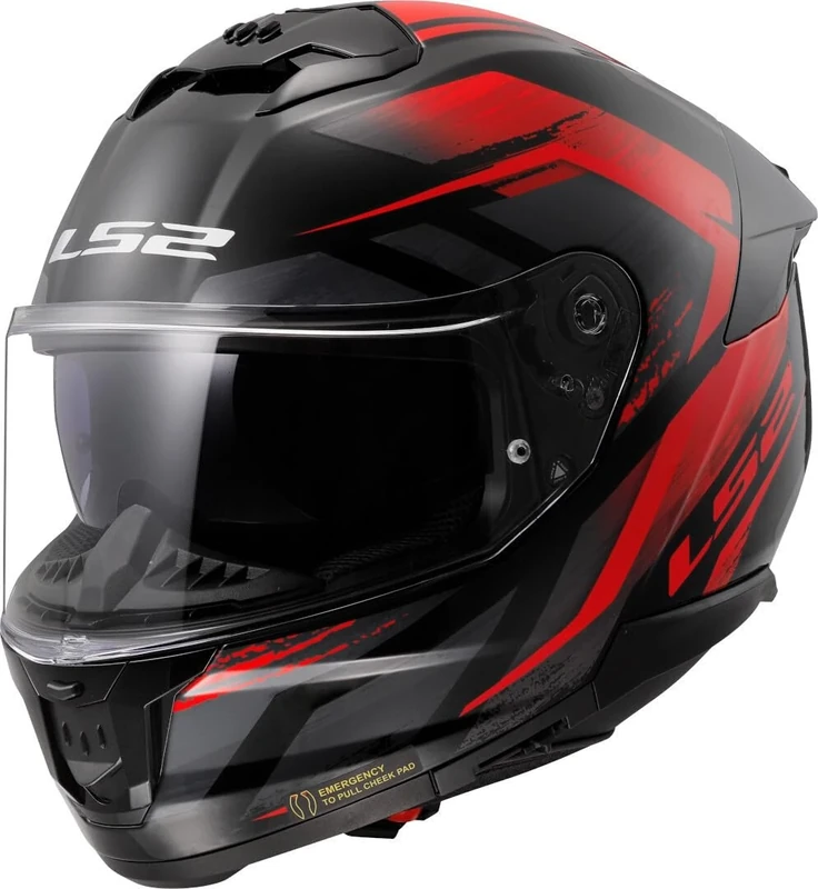 LS2 FF808 Stream II Dual Visor Full Face Motorcycle Helmet. FURY BLACK RED (L)