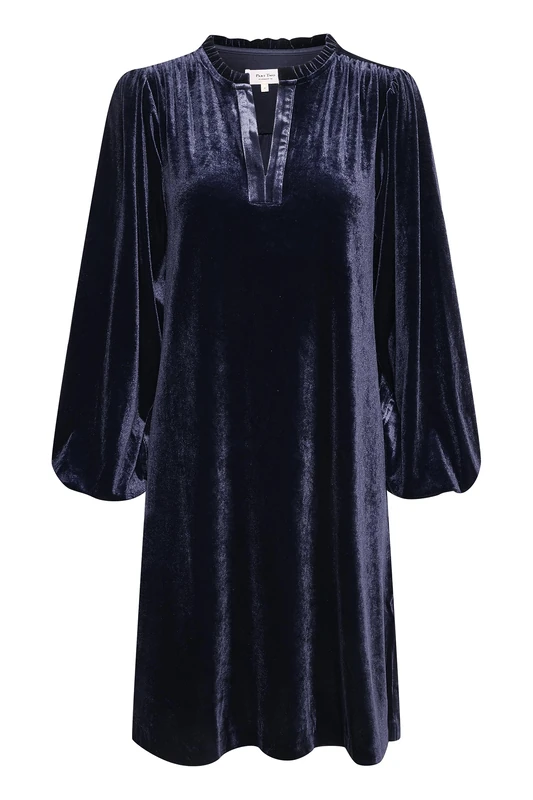 Part Two Women's Short Dress Velvet Long Sleeves Above Knee Length V-Notch Neck, Night Sky, 12