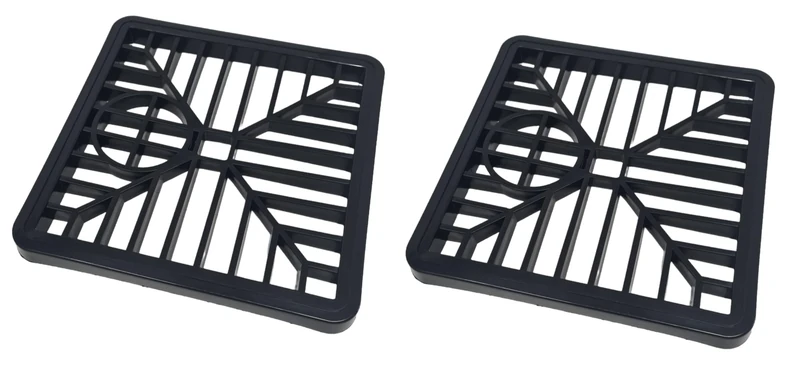 fiXte® Square Gulley Grid Drain Cover Grate Lid Heavy Duty PVC 150mm x 150mm (6” x 6”) Black (2)