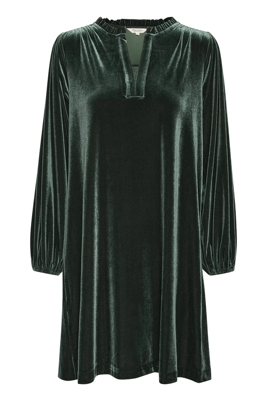 Part Two Women's Short Dress Velvet Long Sleeves Above Knee Length V-Notch Neck, Scarab, 12