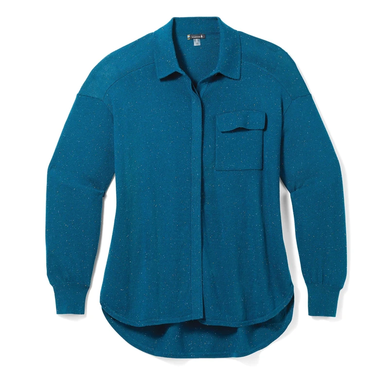 Smartwool Women's Edgewood Button Down Sweater, Twilight Blue Donegal