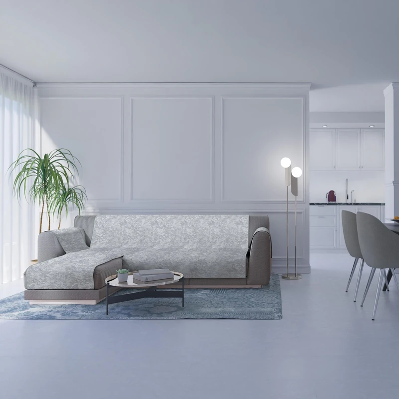 Italian Bed Linen GLAMOUR Non-Slip Sofa Cover with Peninsula LH, Light Grey, 290 cm - Image 1