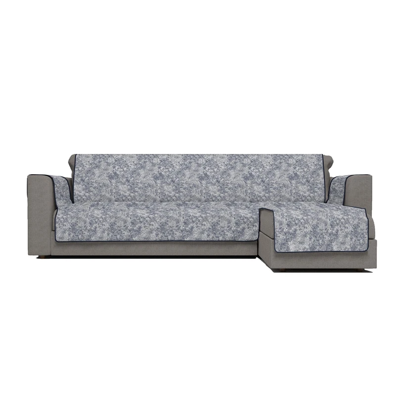 Italian Bed Linen GLAMOUR Non-Slip Sofa Cover with Right Peninsula, Dark Blue, 240 cm