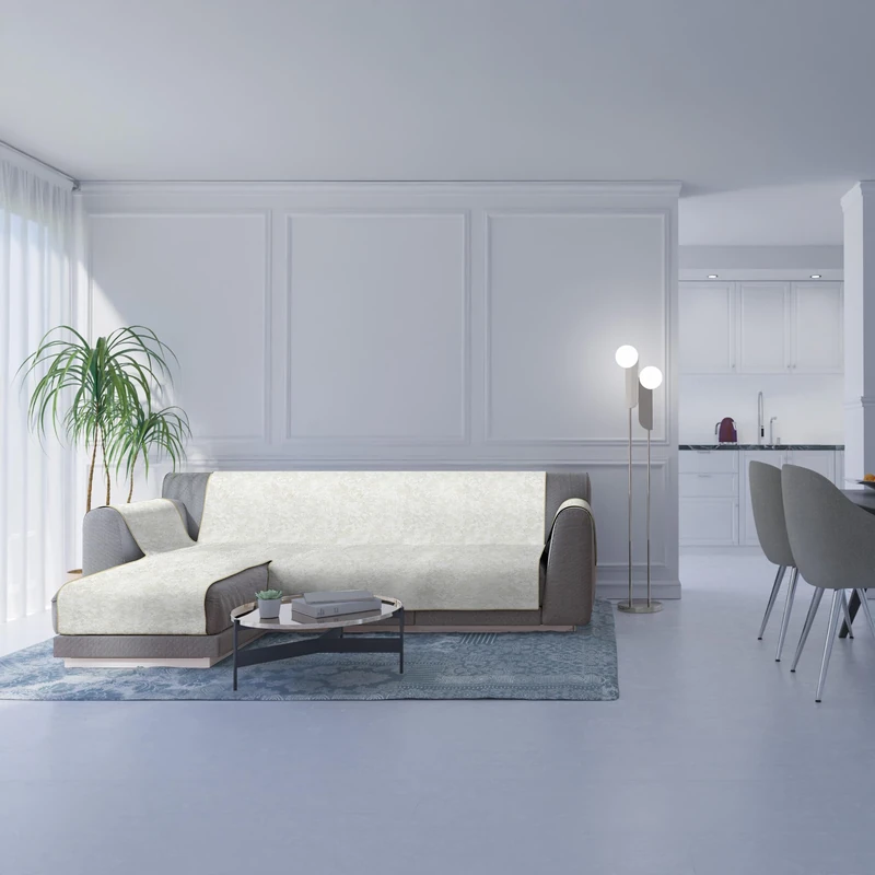Italian Bed Linen Glamour Non-Slip Sofa Cover with Peninsula LH, Cream, 240 cm - Image 1