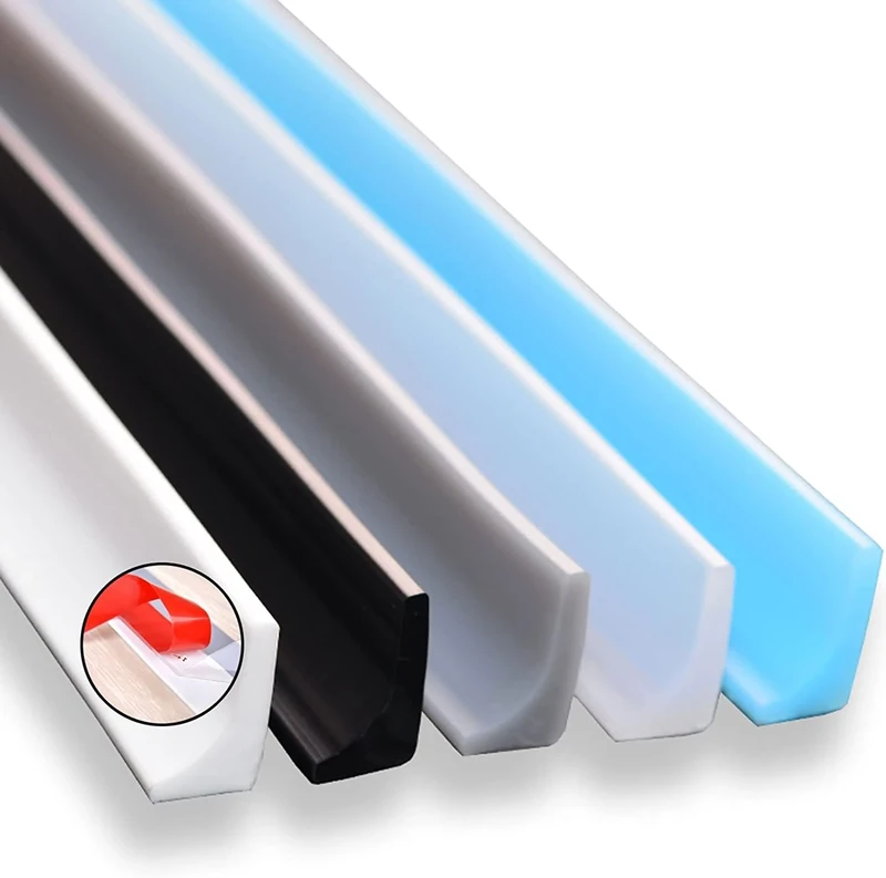 Water Barrier Retaining Strip,Shower Floor Seal Barrier Dam,Shower Wetroom Floor Seal,Wet Room Bathroom Floor Seal,Kitchen Countertop Silicone Dry And Wet Separation Home Self-Adhesive Water Retention - Image 1