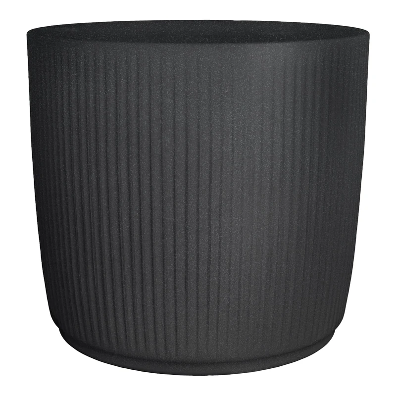 Scheurich Linetto 47 Stony Black Round Planter/Planter Made with Recycled Plastic - 10 Year Guarantee - Outdoor Use
