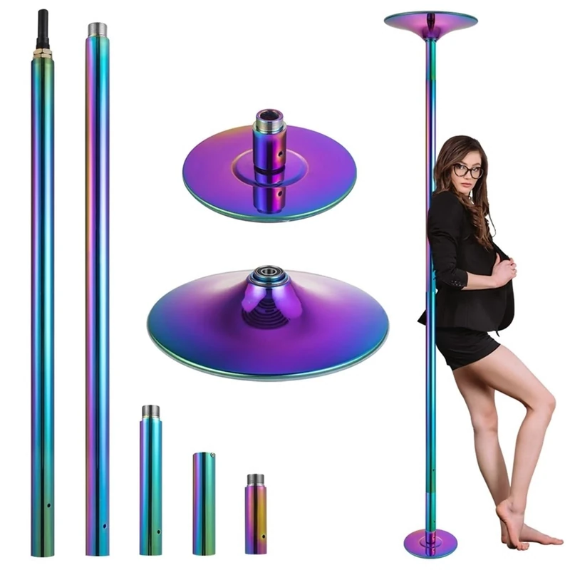 DISHENGZHEN Professional Stripper Pole Heavy-Duty Max Load 330 LB Stripper Pole Spinning Portable Removable 45mm Pole Dancing Pole for Home for Exercise Club Party 7.3-7.75 ft Height Adjudtable