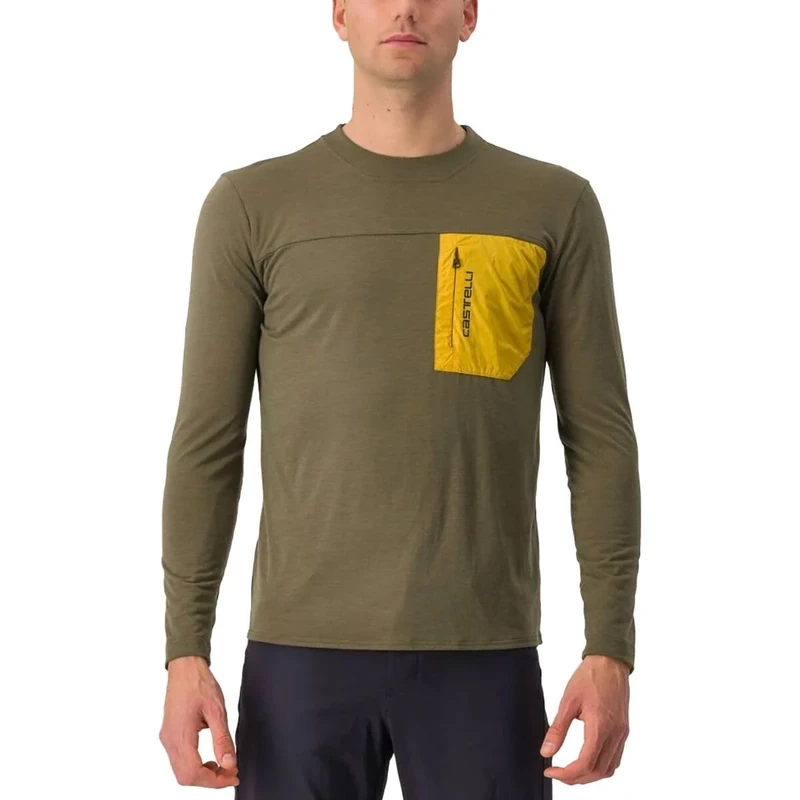 CASTELLI 4522506-304 Merino LS Sweatshirt Men's Tarmac/Goldenrod M