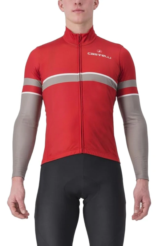 CASTELLI 4523525-642 Retta LS Jersey T-Shirt Unisex Pompeian RED/Nickel Gray Size S