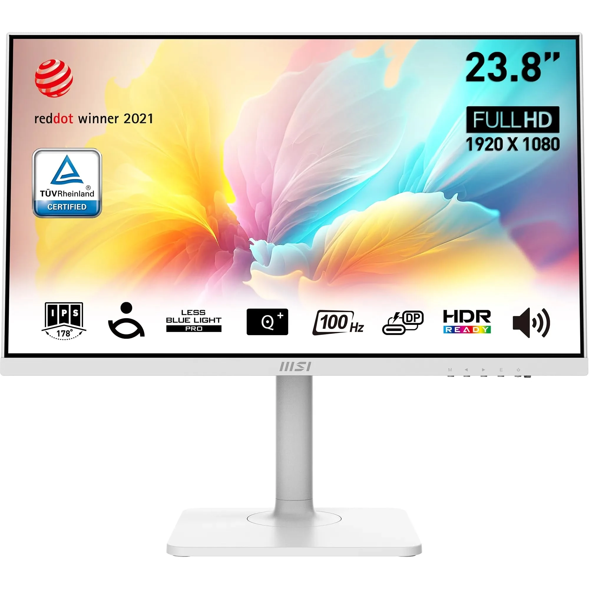 MSI Modern MD2412PW 23.8 Inch FHD Office Monitor - 1920 x 1080 IPS Panel, 100 Hz, Eye-Friendly Screen, HDR Ready, Built-in Speakers, HDMI 1.4b, USB Type-C