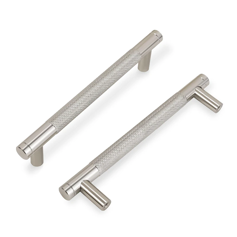 COTYKILEY 10 Pack 5 Inch(128mm) Brushed Satin Nickel Cabinet Handles Sliver Knurled Kitchen Cabinet Pulls Cabinet Door Handles Kitchen Cabinet Hardware Cupboard Drawer Pulls Dresser Handles