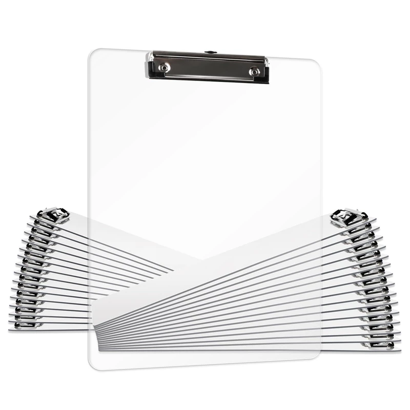 Macroclo Plastic Clipboards Set of 30, A4 Acrylic Clear Board 8.5x11