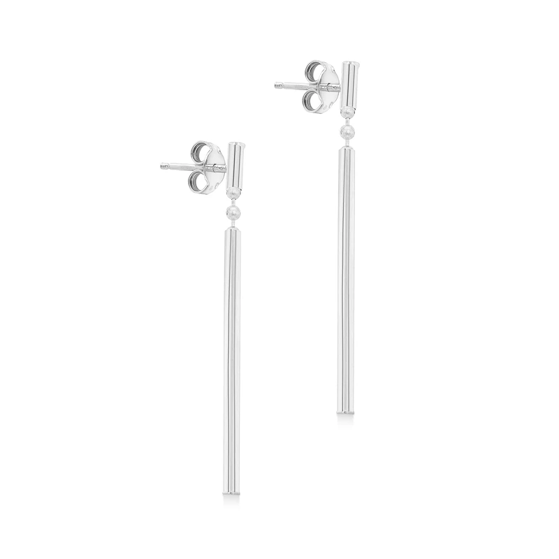 Amazon Essentials 9ct White Gold Bar Dangle Earrings (previously Amazon Collection)