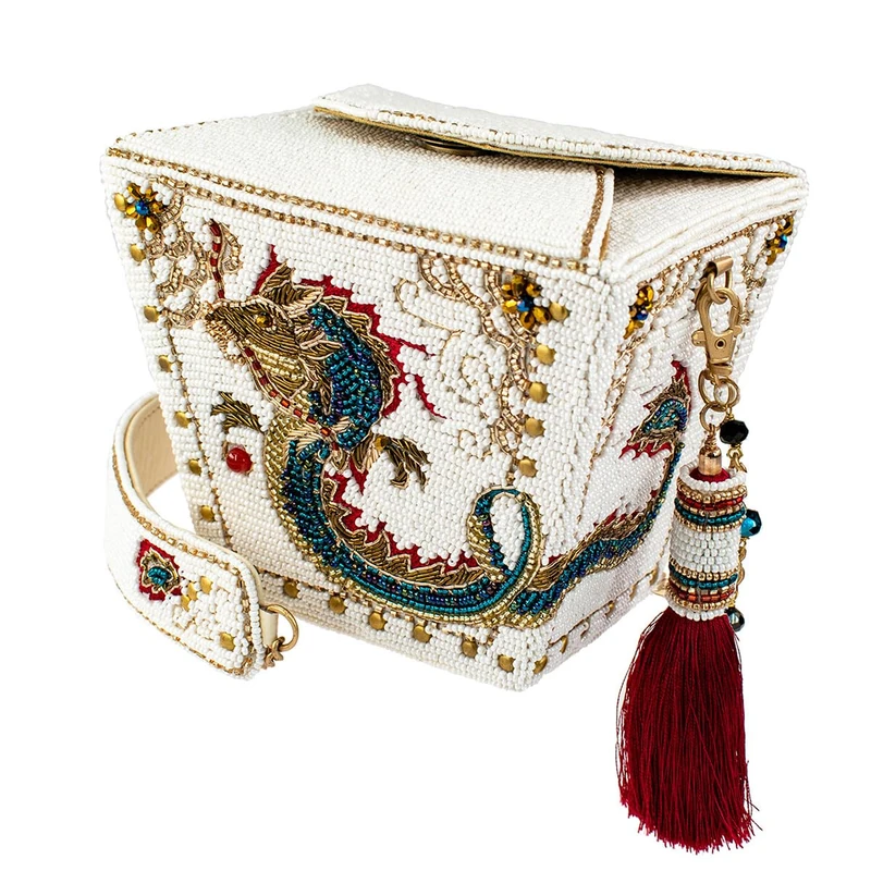 MARY FRANCES Women's Noble Dragon Top Handle Take Out Container Shoulder Handbag, Multi, Multicoloured
