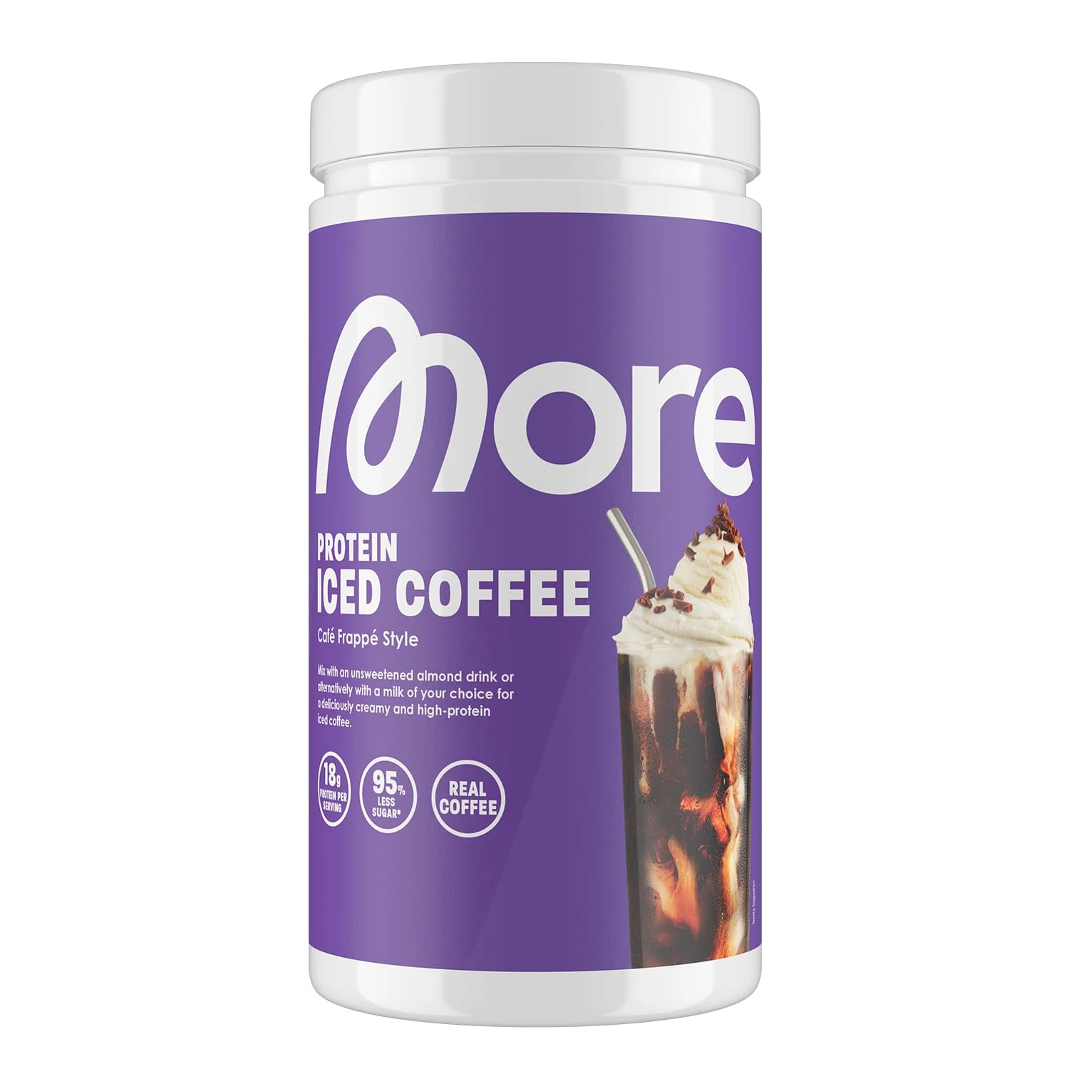 More Protein Iced Coffee, Café Frappé Style, 500 g, 1.1 lbs, 20 Servings, Protein Powder with Instant Coffee, Low in Sugar and Fat – Made in Germany