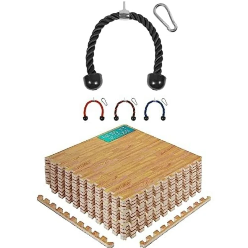 Yes4All 60x60 cm 4.5 m² Set 12 Wood EVA Foam Floor Tiles, Foam Mats, Gym Floor Mats, Interlocking Foam Tiles, Interlocking Floor Mat for Swimming Pool Outdoor, Hot Tub, Tents, Camping, Playpen Dog Mat