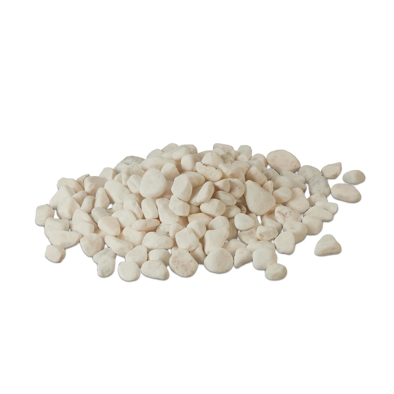 Relaxdays Marble Pebbles, 5 kg, Stones, 15-25 mm, Garden Decor, Flower Beds & Pots, Ornamental Gravel, White, 2.5 x 2.5 x 2.5 cm