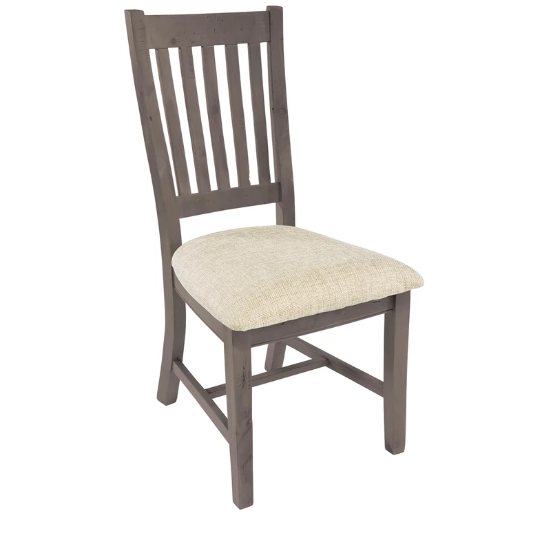 FWStyle Pair of Assembled Driftwood Finish Dining Chairs with Cushioned Seat