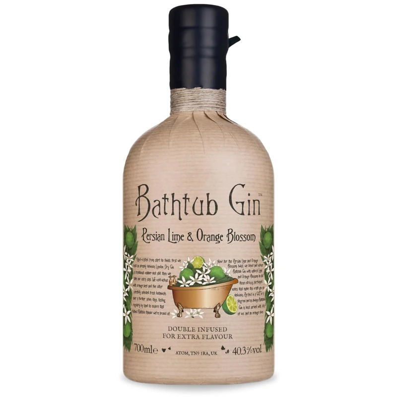 Bathtub Gin Persian Lime and Orange Blossom, 70cl - Double-Infused 40.3 Percent ABV Flavoured Craft Gin with Citrus Notes - Hand-Crafted British Gin