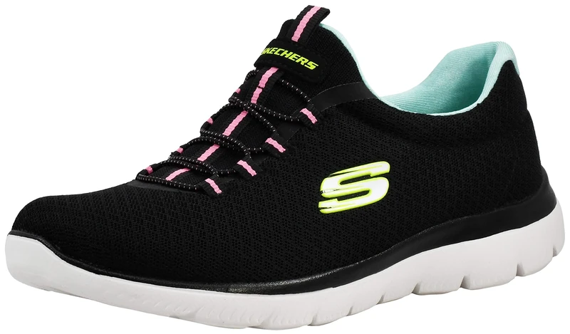 Skechers Women's Summits Top Player Sneaker, Black Multicolor Bkmt, 2.5 UK
