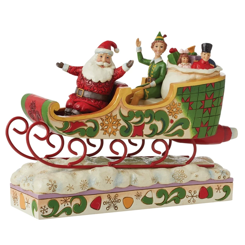Enesco Jim Shore Elf With Santa Sleigh Figurine