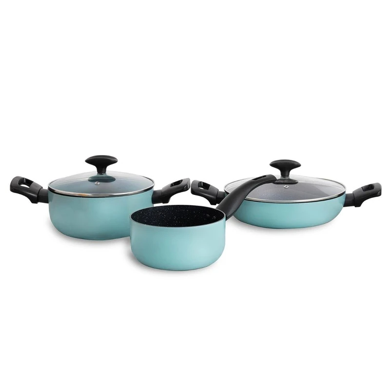 Quid Set of 3 Pressed Aluminium 16 cm: 1.5l - 20 cm: 2.5l - 24 cm: 5.7 l Suitable for Ceramic Hob Suitable for Induction