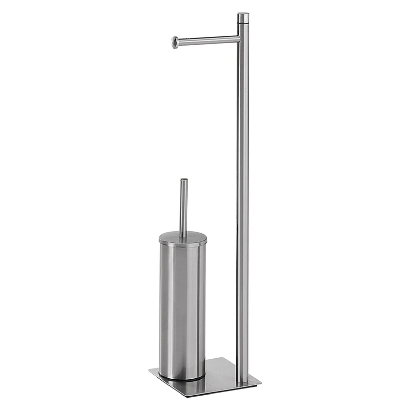 Gedy TRILLY Toilet Brush and Toilet Roll Holder, Brushed, Stainless Steel, 14 x 14 x 63