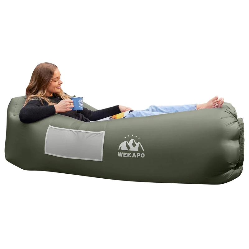 WEKAPO Inflatable Lounger Couch: Portable Air Sofa Chair & Essential Accessory for Camping, Beach, Hiking, Lawn, Backyard, Indoor/Outdoor Movies & Music Festivals – Airtight, Pump-Free Air Hammock