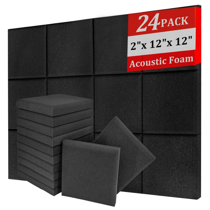 SAIQIANG Sound Proof Foam Panels for Walls, High-Density Sound Proof Panels for Walls, Acoustic Panels Sound Absorbing for Noise Absorbing Canceling (24 Pack Square, 2x12x12 Inches) - Image 1